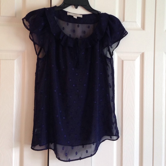 LOFT Tops - Loft Flutter Sleeve Sheer Blouse