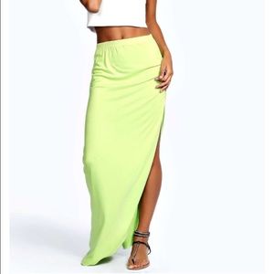 Lime green maxi with slit