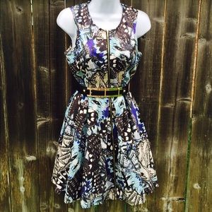 Sleeveless multi colored dress. Belt NOT included