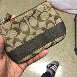 Authentic brown coach wristlet