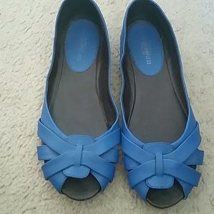 Royal Blue Peep Toe Flats