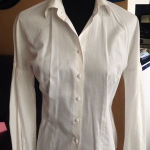 AnnTaylor loft poet sleeve white buttondown blouse
