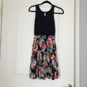 black/floral skater dress
