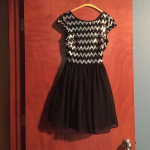 Black and Silver sequin formal dress