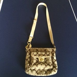 Tan and gold AUTHENTIC coach crossbody bag