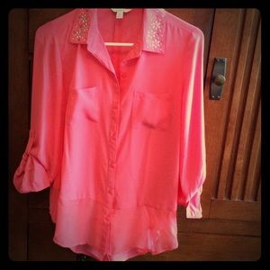 Never worn pink polyester top