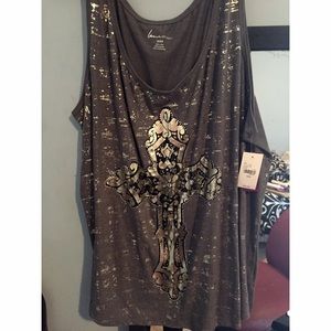 Lane Bryant Grey Jeweled Tank