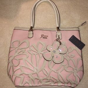 Guess light pink leather handbag