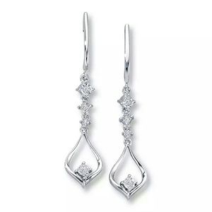 Kay Jewelers 10k White Gold Diamond Drop Earrings