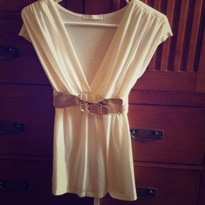 White top gold belt
