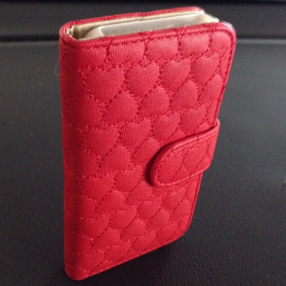 Red hearts wallet iPhone 5 case