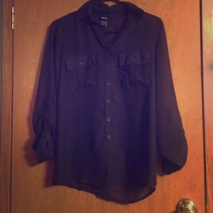 Cute navy blue sheer blouse