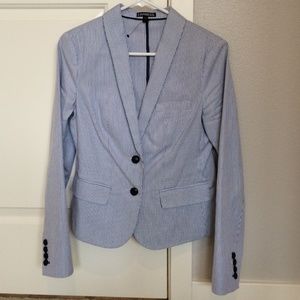 NWOT Blue and White Seersucker Blazer