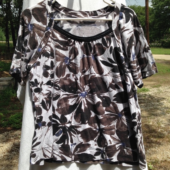 Brown and black floral top