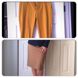 Bundle Mustard ankle pants tan high waisted skirt
