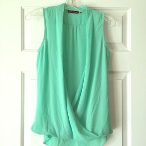 Seafoam green sheer sleepless wrap blouse