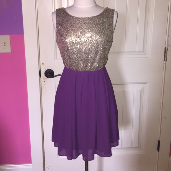 Gold and Purple Party Dress