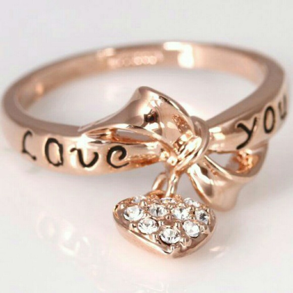 Crystal Ring with dangling heart
