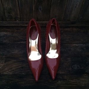 Red Dollhouse Shoes size 8. 3 inch black heal