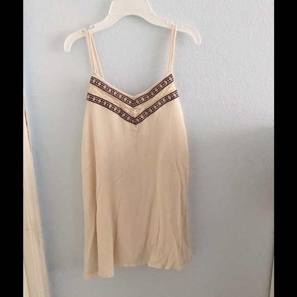 Cream tunic with boho stitching and lace