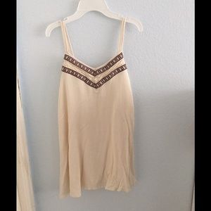 Cream tunic with boho stitching and lace