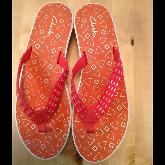 Clarke thongs. Melon colored.  Size 10.