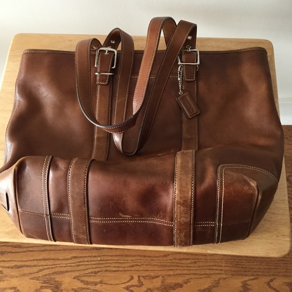 Used Brown Large Coach Zippered Handbag