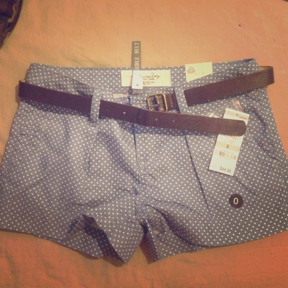Chambray shorts with white polka dots!