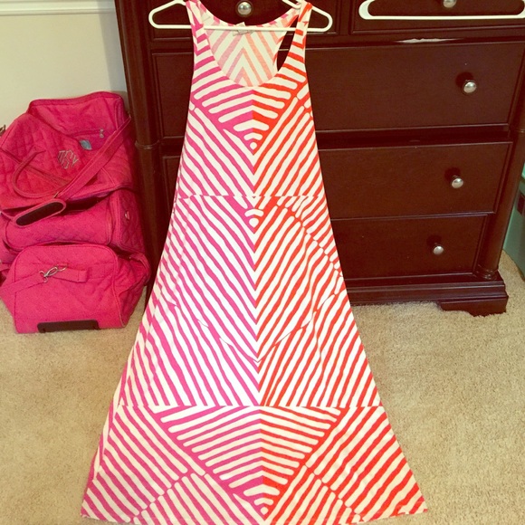 LOFT pink and orange zebra maxi