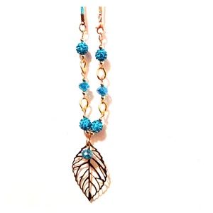 Leaf Teal/Aqua Long Necklace