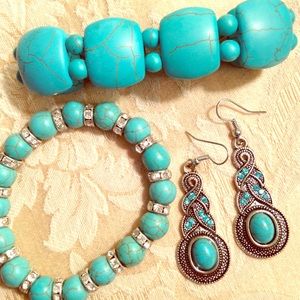 Bracelets & earrings faux turquoise