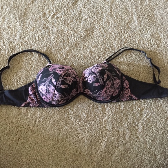 VS Adjustable Strap, Pink&Gray Lace Push-up Bra