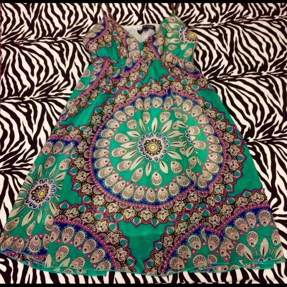 Aqua green print dress