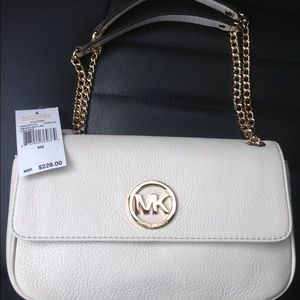 NWT white michael kors fulton shoulder bag