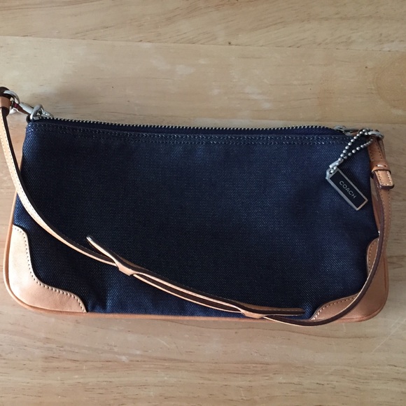 Small Coach Denim Tan Leather handbag