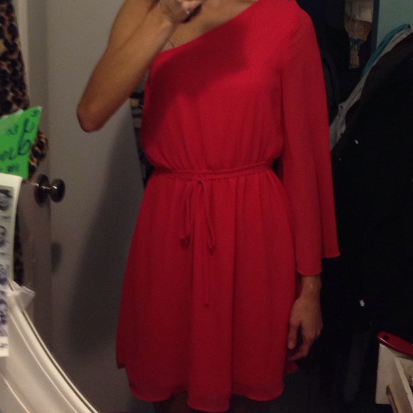 Flows pink (coral) one shouldered dress