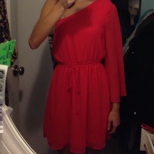 Flows pink (coral) one shouldered dress