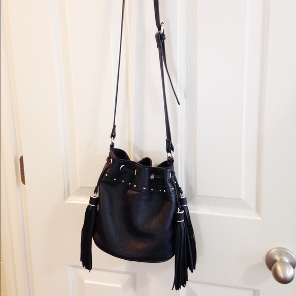 H&M black studded bag with tassels