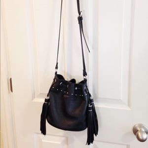 H&M black studded bag with tassels