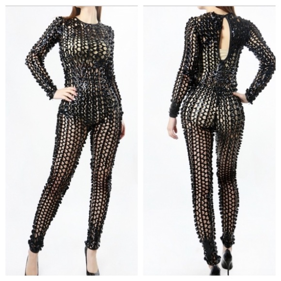 NWT 3 Dimensional punched all over design jumpsuit