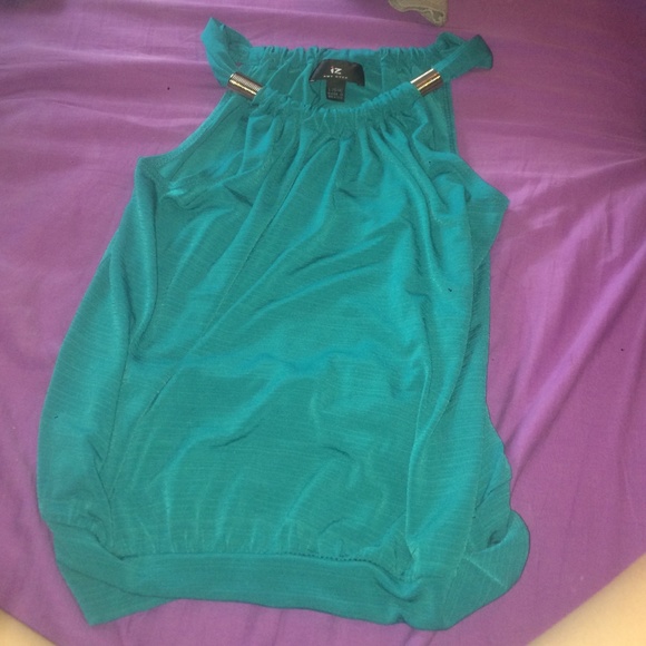 blueish green halter shirt
