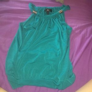 blueish green halter shirt