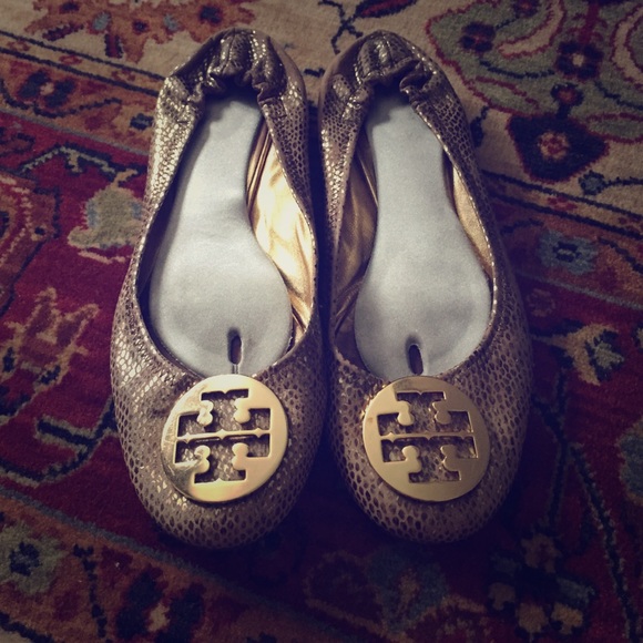 Tory Burch Shoes - Authentic Tory burch Reva gold snakeskin flat