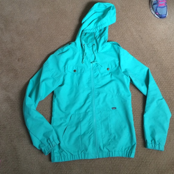 Teal raincoat