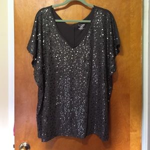 Lane Bryant Olive/Brown Sequin Top - Wmns 22/24