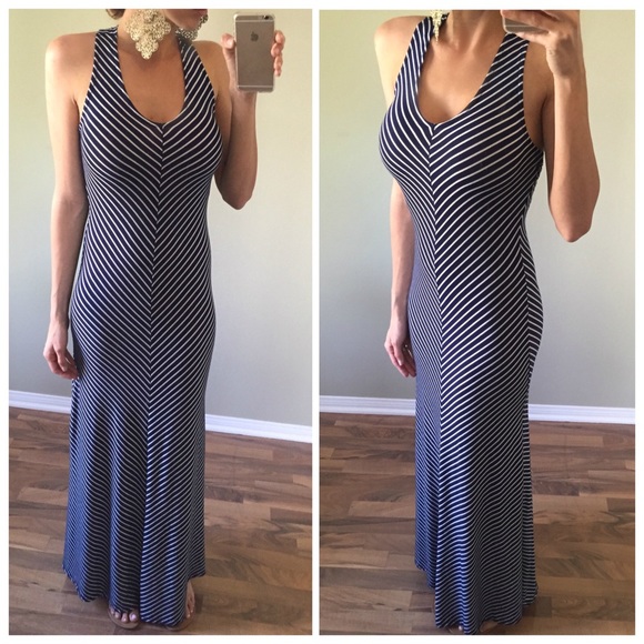 Sold Blue and White Striped Maxi Dress - Picture 4 of 4