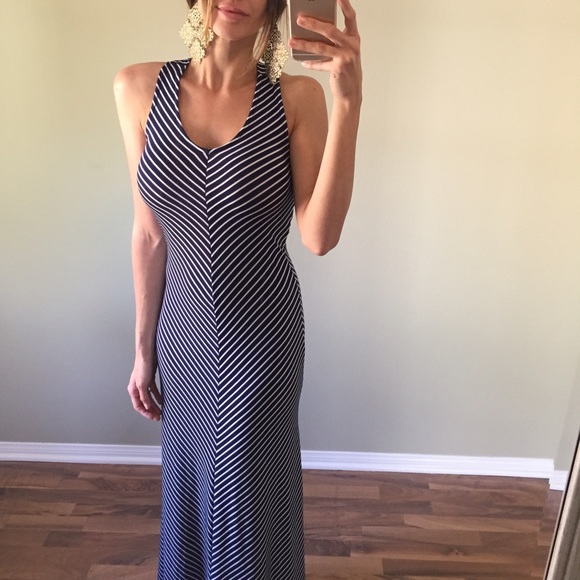 Sold Blue and White Striped Maxi Dress - Picture 3 of 4