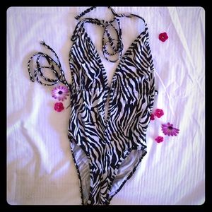 American Apparel One Piece Zebra-Print Swimsuit