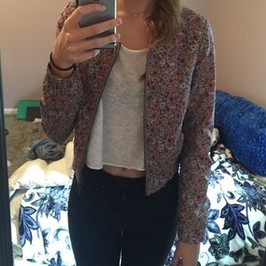H&M floral crop bomber jacket