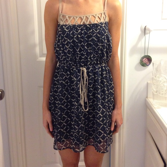 Navy and tan patterned Impeccable Pig dress